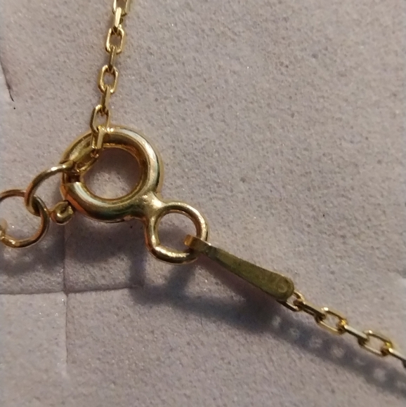 17.5" 925 Italy Gold overlay Necklace with 5 stones - Picture 7 of 13